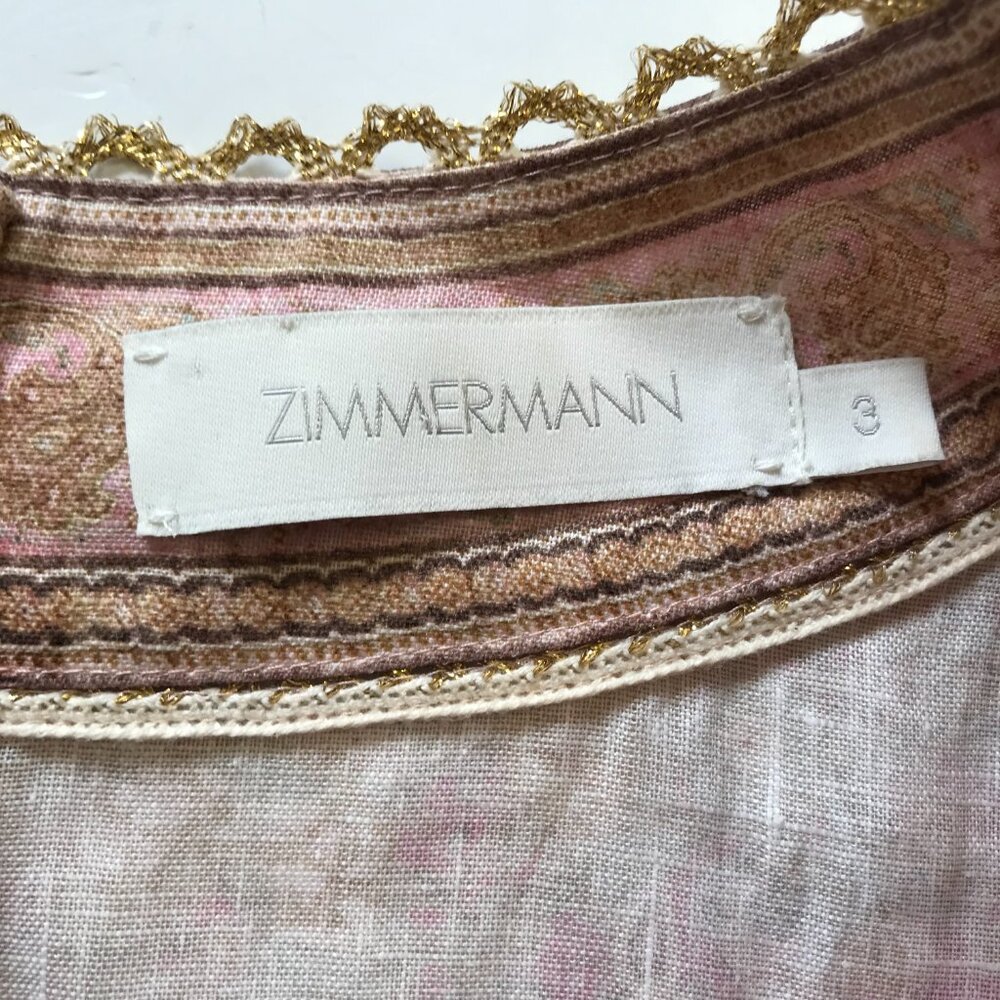 Zimmermann Pink and Blue Patterned Mini Dress - Picture 8 of 15